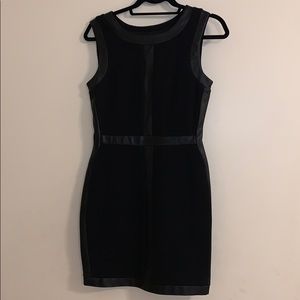 Bailey 44 Black Sleeveless Knit and Leather Dress